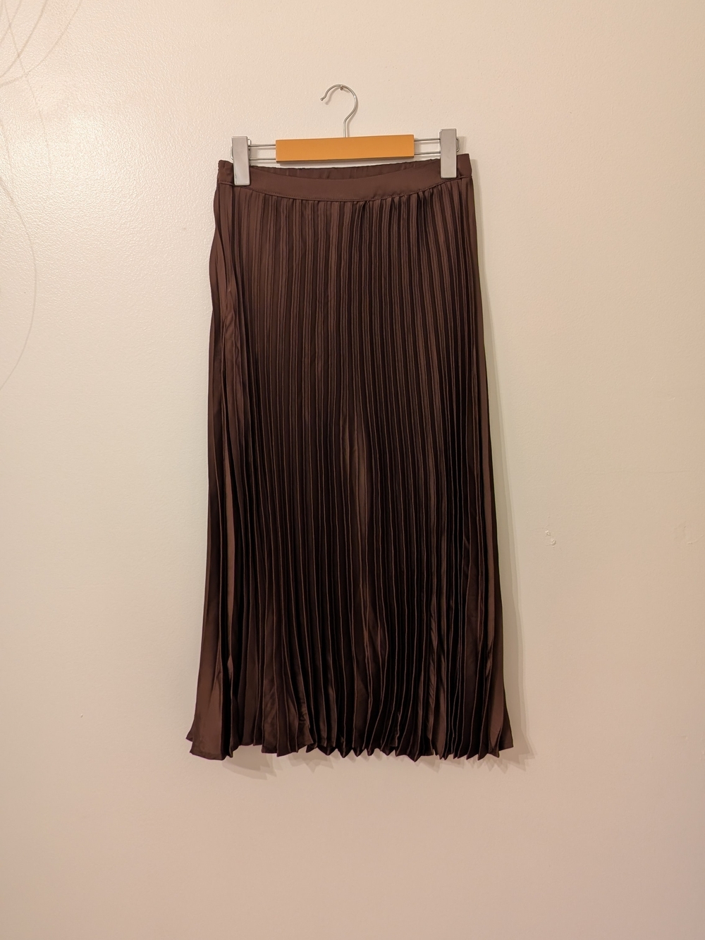 SHEIN Brown Pleated Midi Skirt